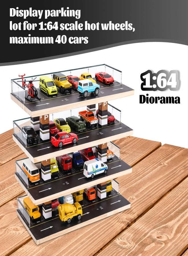 Saichotoy Display Case for Hot Wheels & Matchbox, 1/64 Scale Diecast Toy Car Storage, Parking Garage Diorama - Freestanding Storage with 4 Levels 24 Spots Maximum 40 Cars - Image 2